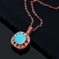 thumbnail image 2 of Gem Stone King 18K Rose Gold Plated Silver Green Turquoise and White Diamond Pendant Necklace for Women (2.01 Cttw, Gemstone Birthstone, Cushion 8MM, with 18 inch Chain), 2 of 3