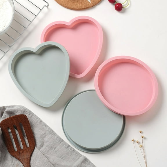 SPRING PARK Silicone Round Love Heart Pattern Cake Pan Baking Mold, Baking Mold DIY Rainbow Cakes, Non-Stick Silicone