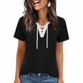 thumbnail image 2 of Favoffer Womens Short Sleeve Tops V Neck Tie Front Cross Wrap Loose Fit Casual Blouses Light Shirts for Daily Party Dating Shopping, 2 of 5