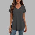 thumbnail image 6 of Women's Short Sleeve V-Neck Blouse with Darted Cinched Waist, 6 of 8