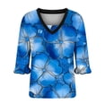 thumbnail image 6 of Ounisa Womens 1/2 Sleeve T Shirt Crew Neck Printed Flared Sleeve V Neck Ruched Summer Casual Trendy Tops XL-5XL, 6 of 6