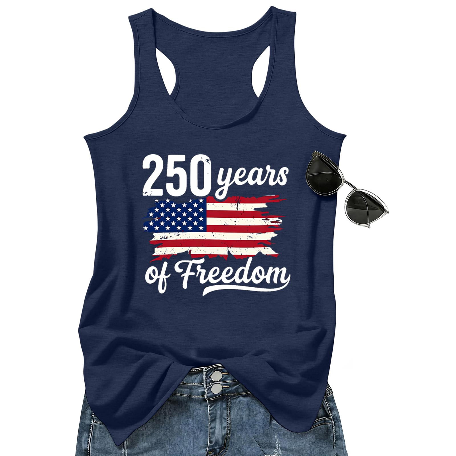 250th Anniversary USA Tank Tops Women - 250 Years of Freedom | We the People USA Flag Tanks Vest, Patriotic Racerback Tank for 4th of July