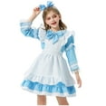 thumbnail image 6 of Zwiiyzr 1-11Y Girls Maid Dress Floral Colonial Prairie Clothes for Little Kids with Apron and Bonnet Five Piece Cute Outfits Sky Blue, 6 of 6