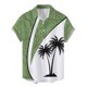 thumbnail image 1 of Camisas Para Hombre Slim Fit Camisa de vacaciones al libre de manga corta para playa con estampado completo de solapa informal con un solo pecho de primavera para hombre (Green, L), 1 of 4