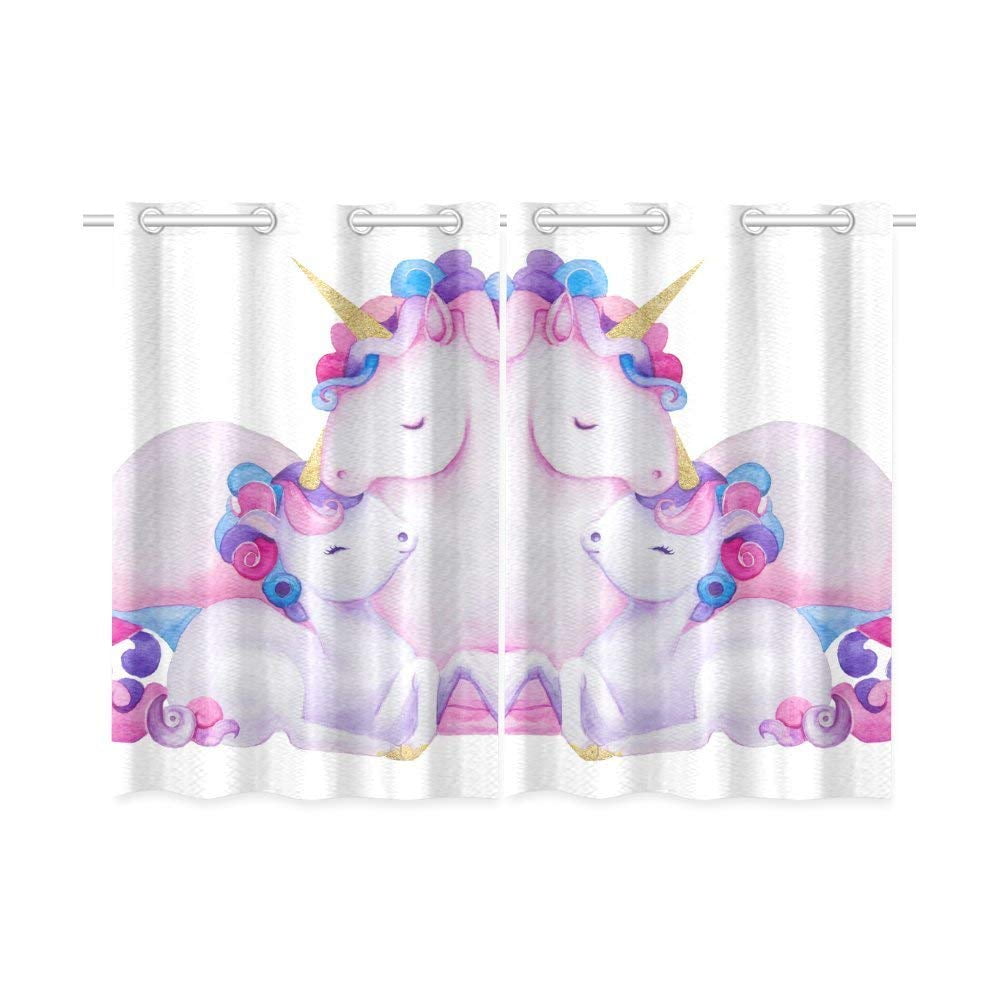 MKHERT Cute Unicorns Window Curtains Kitchen Curtain Room Bedroom
