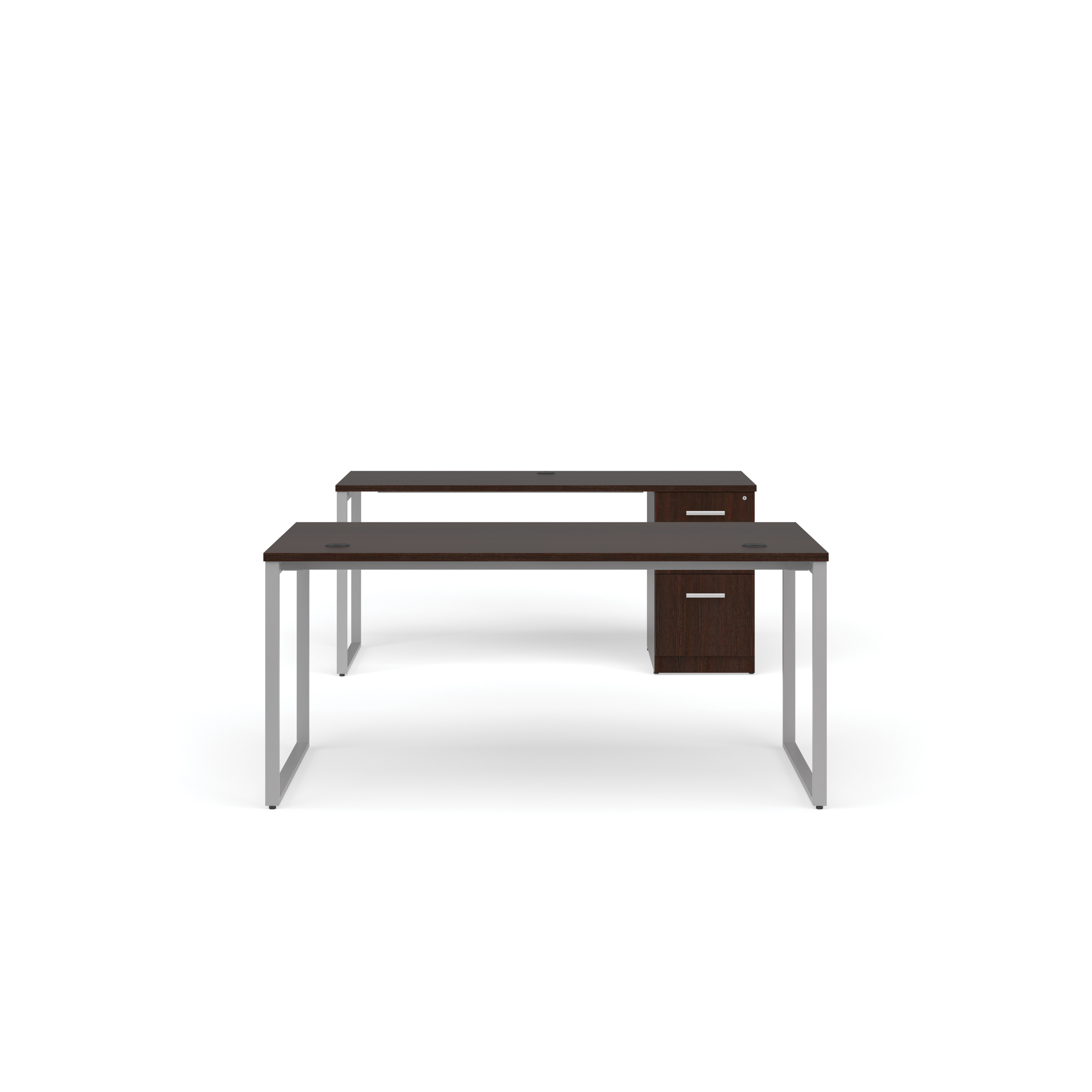 OFM Fulcrum Series Office Furniture Set, 66" Table Desk, 66" Credenza, Filing Cabinet, in White