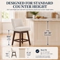 thumbnail image 4 of SESSLIFE Swivel Bar Stools Set of 4, 26" Counter Height Upholstered Bar Stools with Back, Bar Chairs with Solid Wood Legs for Kitchen Island Dining Room Home, Beige, 4 of 9