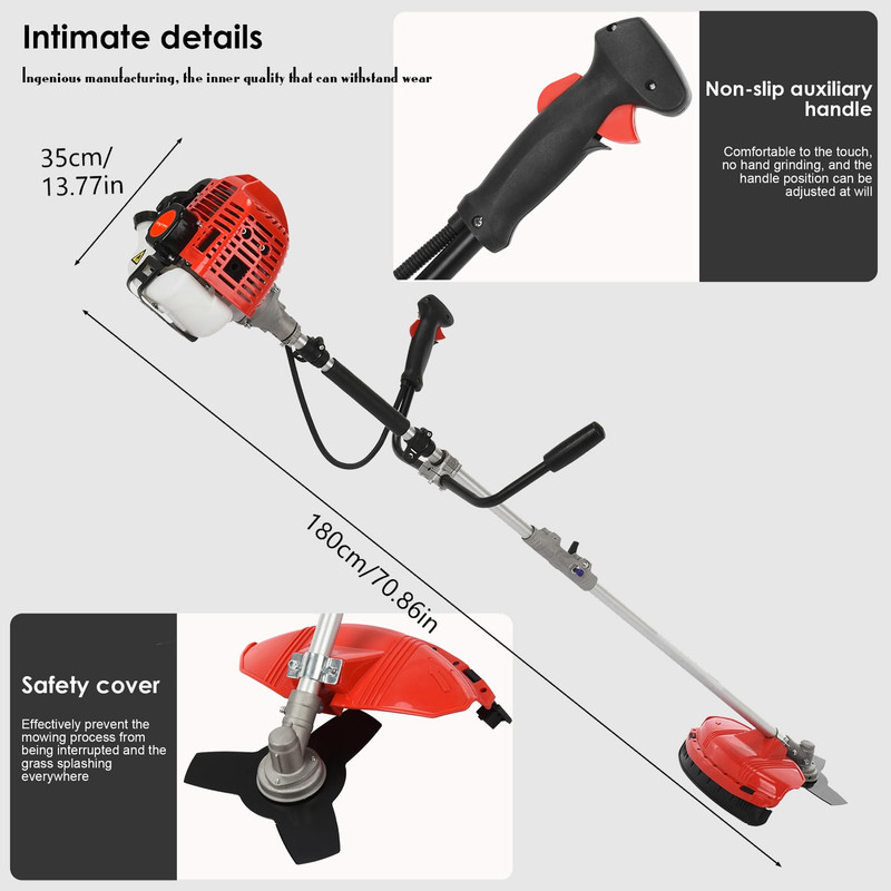 Floseru 52cc Gas Powe Weed Eater 2-Stroke Backpack Weed Eater 2 in 1 String Trimmer with Trimmer Line17 Cutting Brush Cutte with Metal Telescopic, Lawn Edger Lawn Tool for Grass and Bush