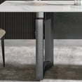 thumbnail image 6 of Modern White Sintered Stone Dining Table 70.87" - 6-8 Seats, Black Metal Legs, Kitchen/Dining Room. Stain &amp; Heat Resistant., 6 of 12