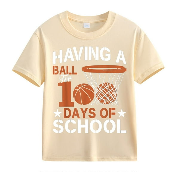 NOKIO Girls Fashion Crew Neck Top Boys' 100 Days Of School Graphic Short Sleeve Tee 100th Day Of School Celebration For Girls And Boys Kids T Shirts Fun Colorful Numbers