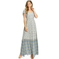 thumbnail image 2 of Flying Tomato Women's Bohemian Floral V- Neckline Maxi Dress (S, Ivory), 2 of 5