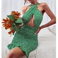 thumbnail image 1 of wsevypo Backless Tie Up Short Wrap Bodycon Sundress Women Sexy Cross Halter Mini Sheath Dress Party Ladies Cutout Front DressM Gao Jinjia LED, 1 of 2