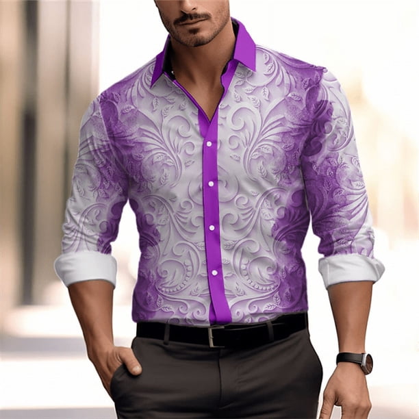 Camisas de hombre de moda casual con botones y estampado floral a juego de colores HD para fiesta callejera, camisetas para hombre 2024, nueva camiseta de talla europea