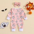 thumbnail image 4 of Weebloom Baby Loungewear Boy Girl Toddler Long Sleeve Halloween Pumpkin Prints Romper Jumpsuit Kids Fall Clothes Onesies,Red 12-18 Months, 4 of 9