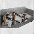 thumbnail image 6 of Psychedelic Soft Flannel Fleece Blanket, Geometric Composition with Colorful Zigzag Chevron Lines Squares Digital Grid, Cozy Plush for Indoor and Outdoor Use, 50" x 60", Multicolor, by Ambesonne, 6 of 6