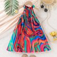 thumbnail image 2 of Yanlir Robe Imprimée à Manches Volantées pour Filles, Col Rond, Robe d'Été Décontractée, Mignonne Tenue de Jeu à Col Rond, Ensemble de Vêtements pour Enfants Léger Longueur Genou (Multicolore, 4 Ans), 2 of 9