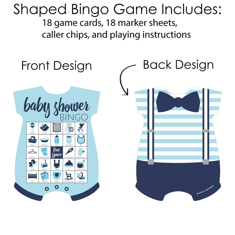 Big Dot of Happiness Baby Boy - Picture Bingo Cards and Markers - Blue Baby  Shower Shaped Bingo Game - Set of 18