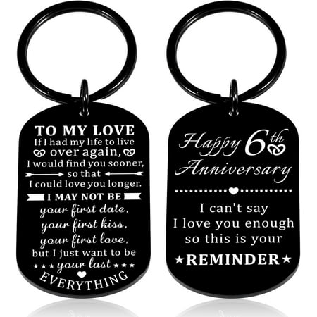 Anniversary Wedding Gifts for Men Women 6 Year Anniversary Iron Gift for Him Anniversary Keychain 6th Anniversary for Husband from Wife Happy 6th Anniversary Iron Gifts for Boyfriend Girlfriend