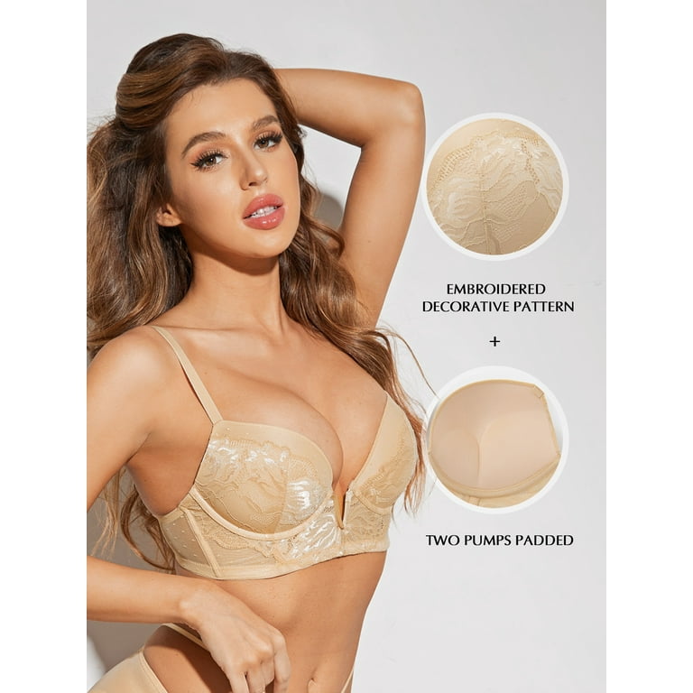 Push Up Bra in Halo and Ivory Nude with embroidered tulle
