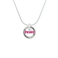 thumbnail image 2 of Delight Jewelry Hot Pink ''Peace'' with Heart Gymnastics Ring Charm Necklace, 18", 2 of 4