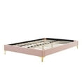 thumbnail image 3 of Platform Bed Frame, Queen Size, Velvet, Pink, Modern Contemporary Urban Design, Bedroom Master Guest Suite, 3 of 7