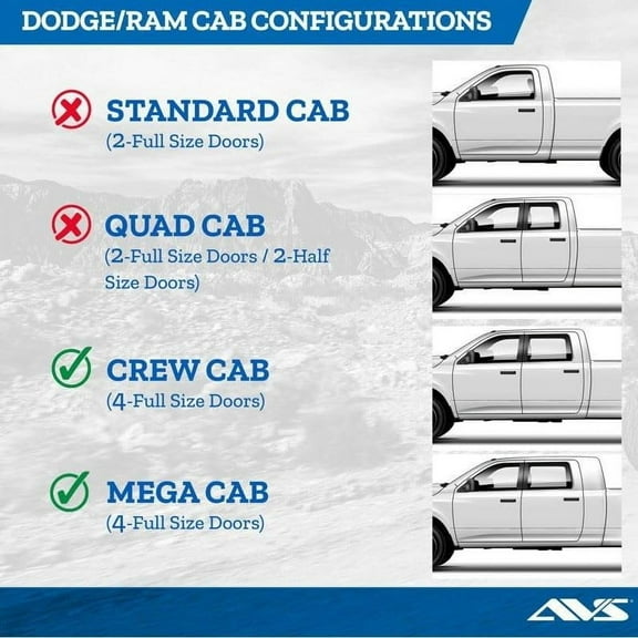 Auto Ventshade [AVS] Outside Mount Ventvisor/Window Deflectors | Fits 2009-2023 Dodge Ram 1500 (19-23 Classic Body), 2010-2024 Ram 2500/3500 Crew/Mega Cab, 4 pcs. | Smoke - 94109