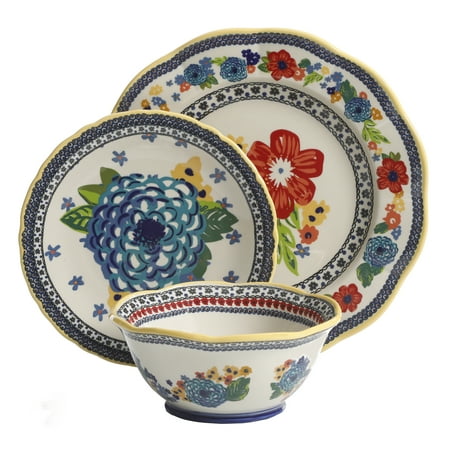 

Dazzling Dahlias 12-Piece Dinnerware Set Cobalt