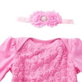 thumbnail image 4 of Byoo Newborn Girl Tutu Dresses Carnival Solid Color Full Sleeve Lace Fluffy Mini Dress with Flower Headband Kids Sweet Clothes, 4 of 6