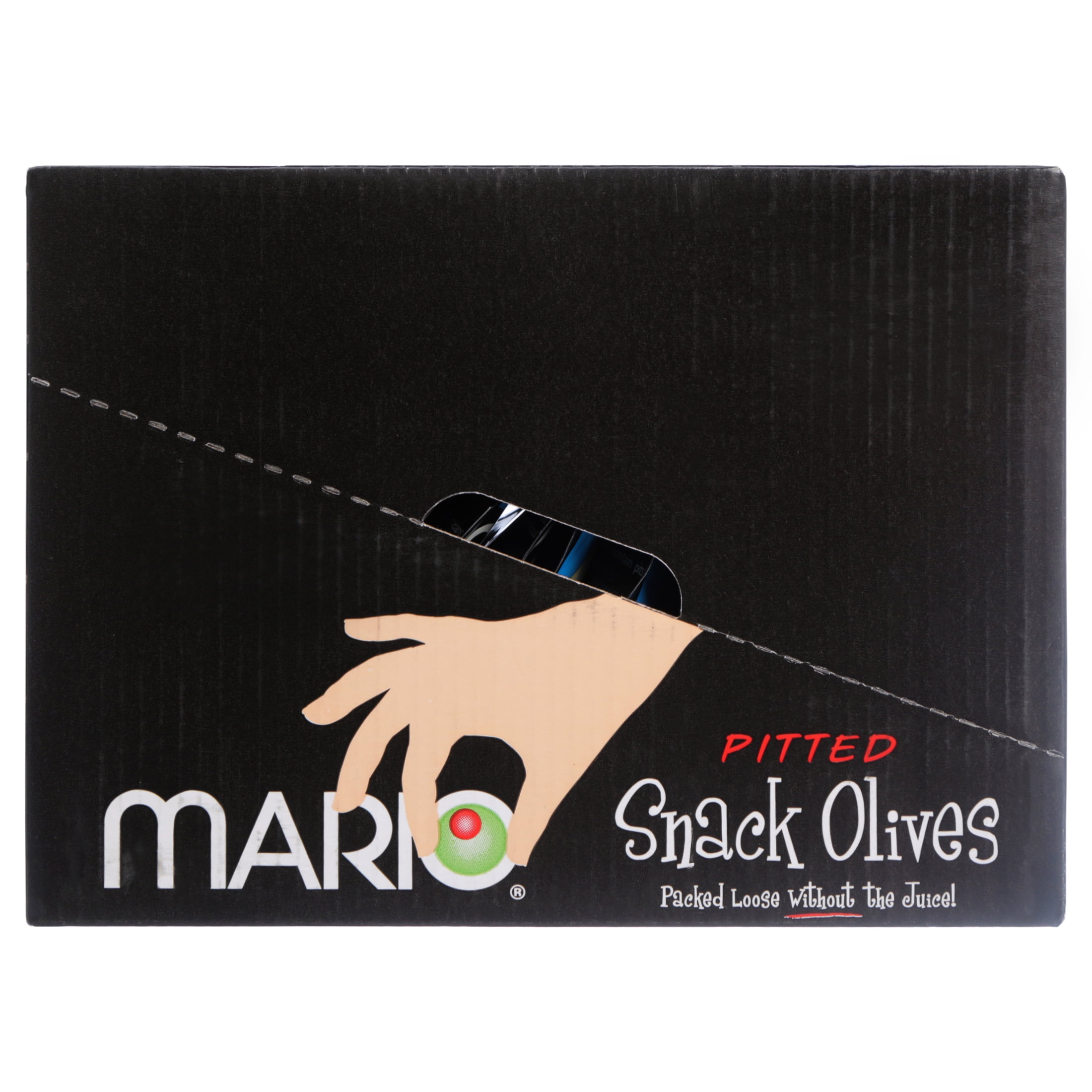 Mario Pitted Snack Olives Seasoned with Natural Sea Salt, 1.05 oz, 12 Ct