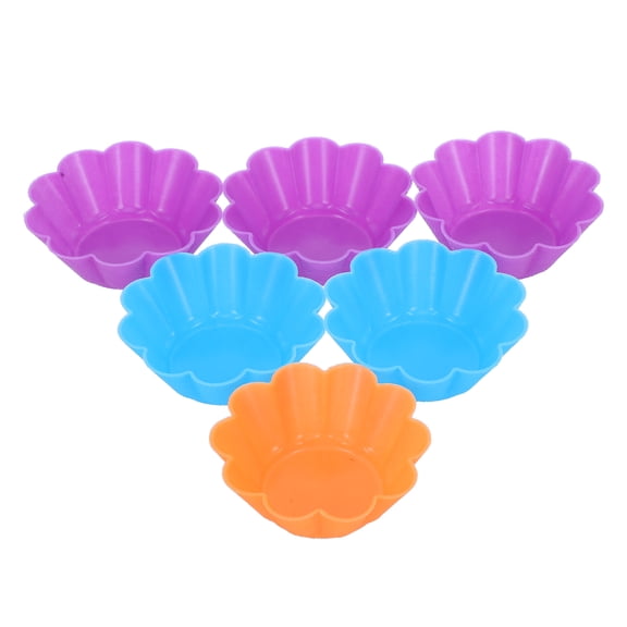 BRIGHTFUFU 6Pcs Mini Cupcake Flower Cake Silicone Baking Cup Muffin Xmas Wedding Tools Bakeware Muffin Cupcake Cups (Random Color)