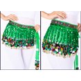 thumbnail image 3 of Sequined Chiffon Tassel Scarf Belly Dance Hip Scarf Waist Chain Skirt Hip Scarf Latin Skirt,darkgreen, 3 of 3