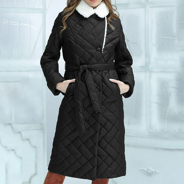 Parkas de manga larga para mujer, ropa de invierno de talla grande, abrigo cálido de algodón y cuero con solapa, chaqueta de manga larga, abrigo para mujer