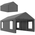 thumbnail image 1 of Outsunny Carport, 12 x 20ft Portable Garage, Dark Grey, 1 of 10