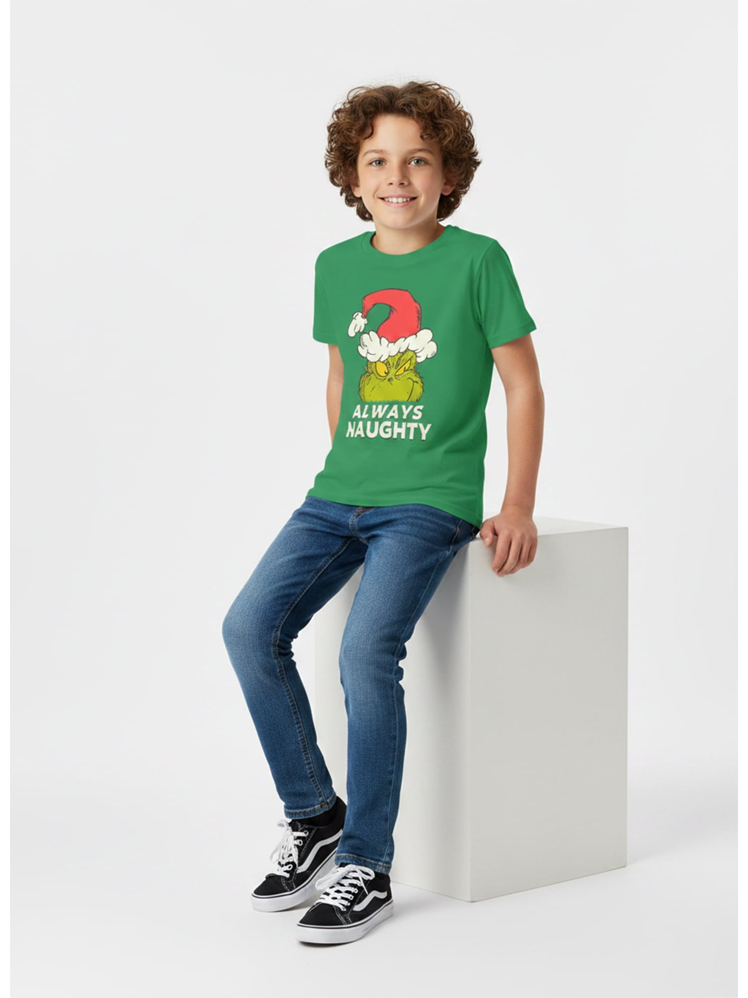 Dr. Seuss’ The Grinch, Boys' Graphic Tee with Short Sleeves, Always Naughty, Sizes XS-XXL