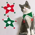 thumbnail image 1 of Flmtop Pet Hand-knitted Christmas Five-pointed Star Adjustable Cat Dog Collar Accessory Green, 1 of 9