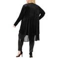 thumbnail image 3 of Agnes Orinda Women's Plus Size Cardigan Ruffled Asymmetric Open Front Long Velvet Jackets 3X Black, 3 of 6