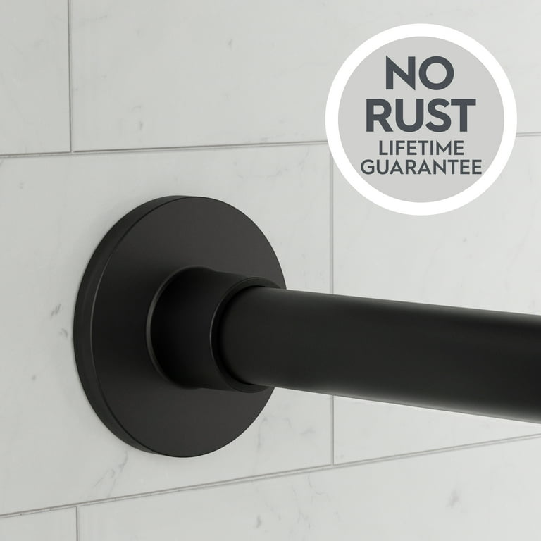 Better Homes & Gardens Modern No Rust 43” to 72” Adjustable Shower Curtain Tension Rod, Matte Black