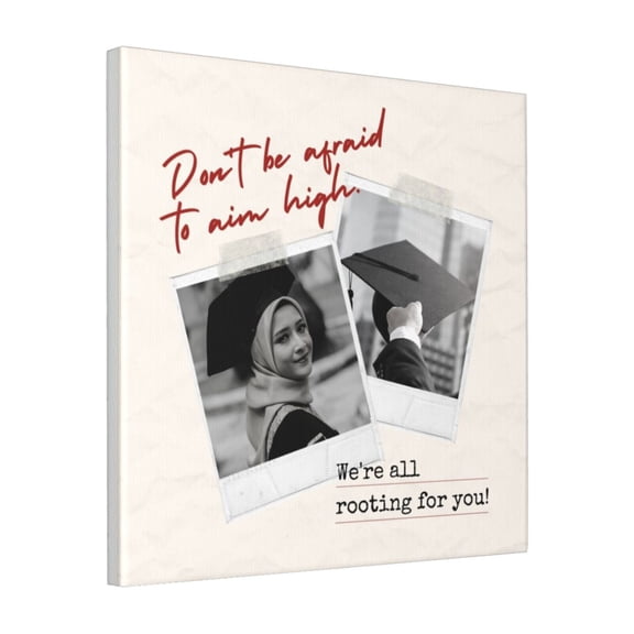 Custom Canvas Prints Red Cream Rustic Artisinal Remote Graduation Personalized Photo Image Collage DIY Framed Kit Wall Art Picture Room Decor 18x18 inch