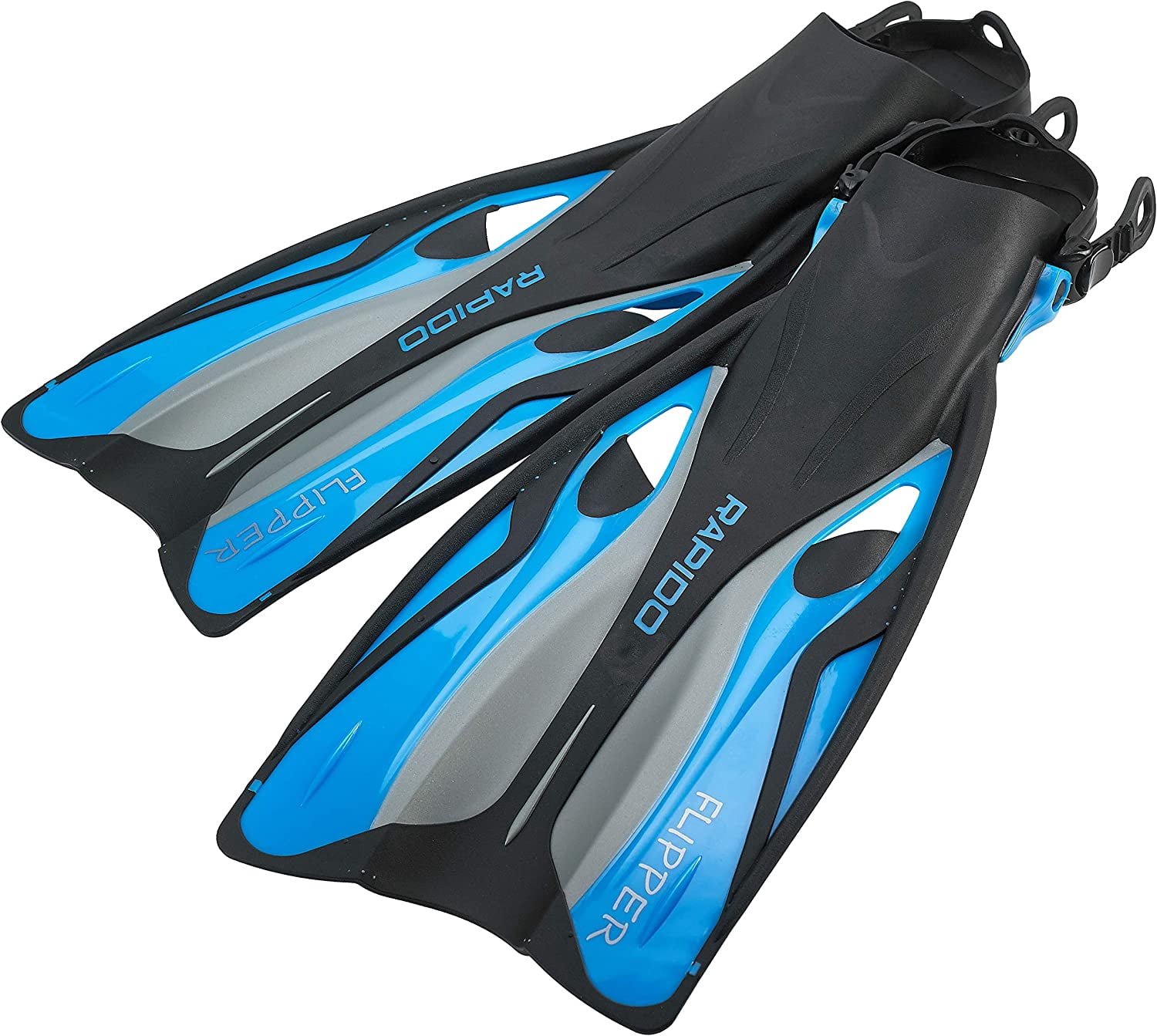 Rapido Boutique Collection Flipper Open Heel Adjustable Snorkel Fin with Snorkeling Gear Carry Bag, Ideal Snorkeling Fins for Snorkel or Scuba