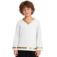 thumbnail image 6 of Aislor Boys Praise Dance Pullover Top Long Sleeve Metallic Church Worship Liturgical Dance Shirt Dancewear White 16, 6 of 7