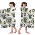 thumbnail image 4 of White Highland Cow Hat Leaf Pattern Hooded Bath Towel，50"x30" for Ages 3 To 12 Kids, Quick Dry Lightweight Soft Microfiber Hood Beach Towel Cover Up for Kids, 4 of 7