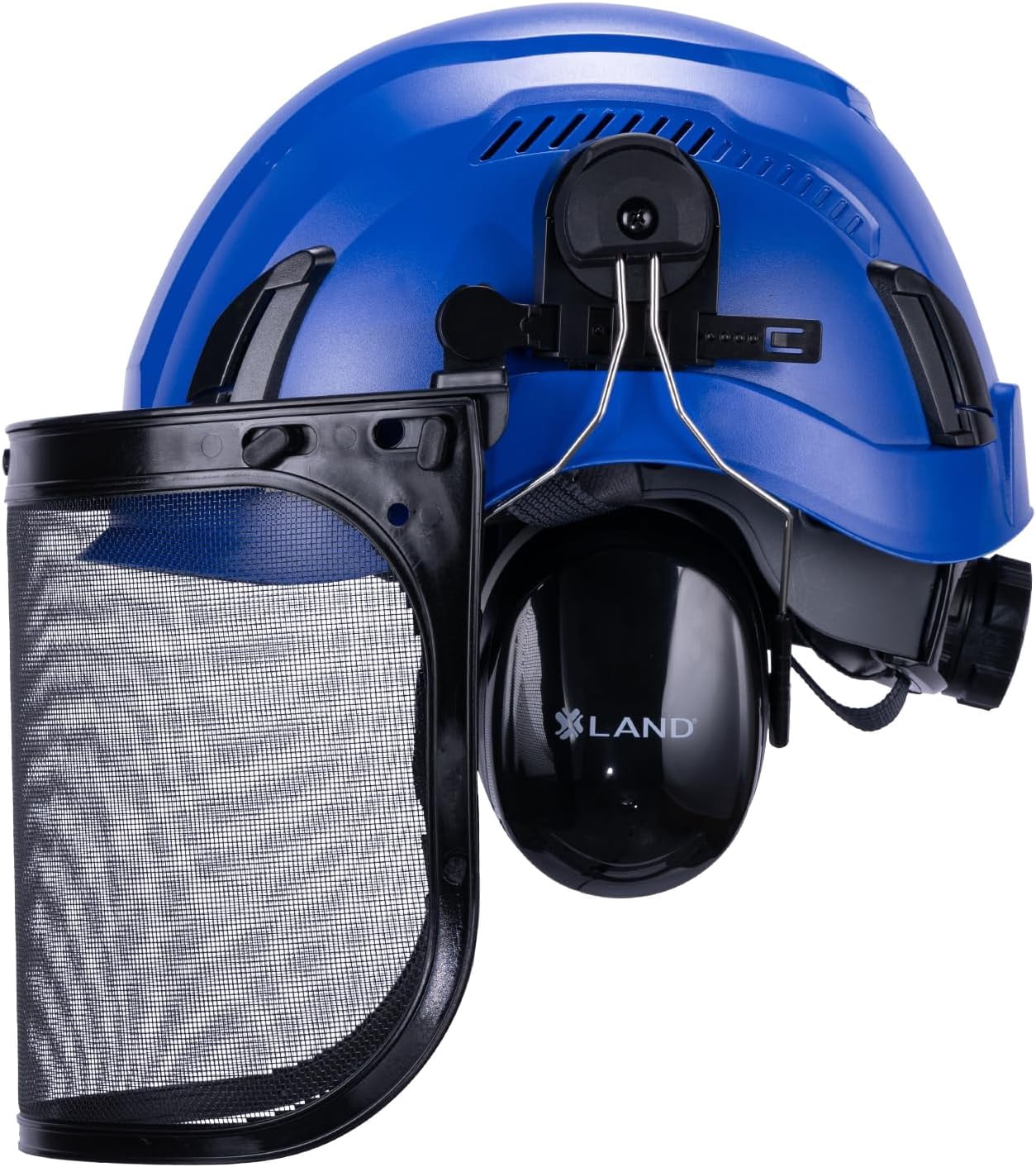 EcoPro Forestry Kit - ANSI Z89.1 Type I Class C Vented - Forestry Helmet Kit with Faceshield & Earmuffs - 3 in 1 Ideal for Arborists - Blue