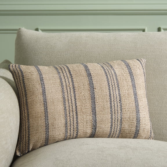 Safavieh Junie 12" x 20" Modern Cotton Decorative Pillows, Natural/Gray