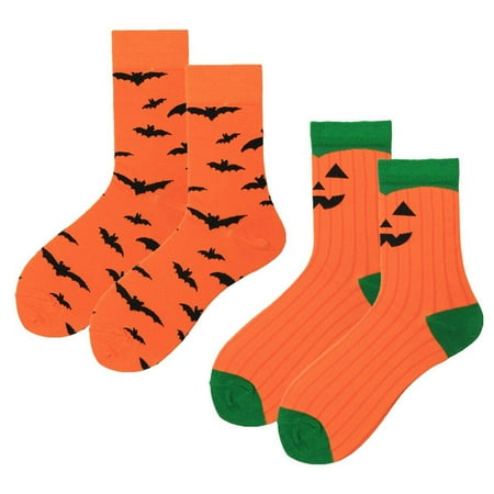 

Hemoton 2 Pair Unisex Sock Halloween Crew Socks Sock Pumpkin Bat Party Sock (Orange)