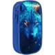 thumbnail image 1 of FS260 Fantasy Wolf Blue Nebula Galaxy Zipper Pencil Case Large Capacity Stationery Bag Suitable for School Office Boys and Girls, 1 of 4