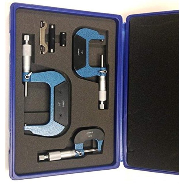 HHIP 4200-0010 3 Piece 0-3" Precision Outside Micrometer Set, 0.0001" Graduation