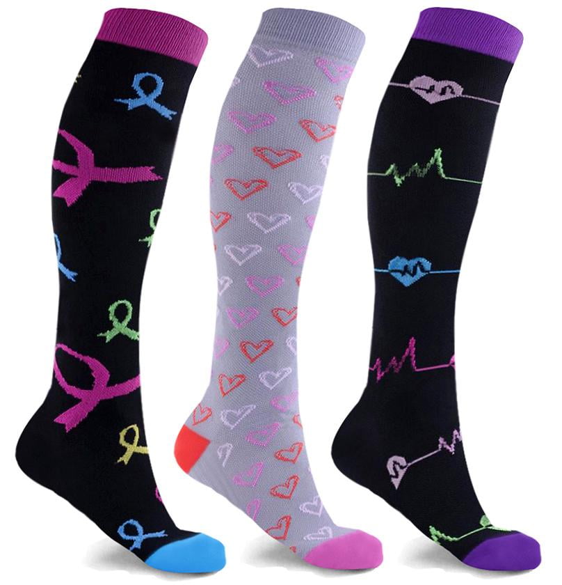 Compression Socks Support Socks Travel Socks Knee Socks 3 pairs for Unisex 