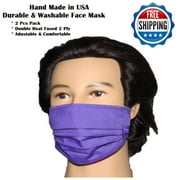 2 Pcs Pack Double Ply USA Made Washable & Reusable Durable Face Covering Color Purple