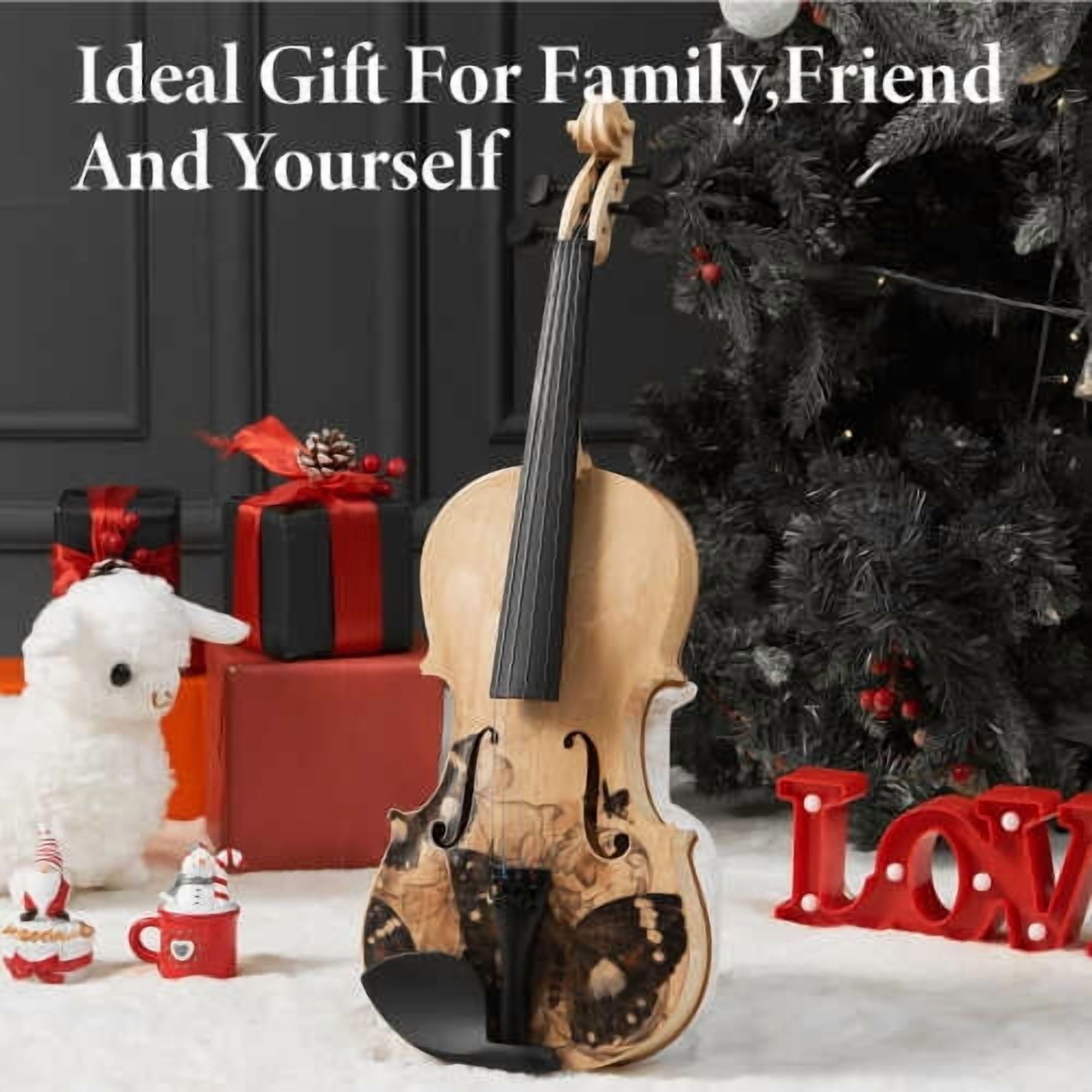 4/4 Full-Size Violin - Professional Sound Durable Tonewood Complete Accessories Unique Gift for Musicians Wood + Wood