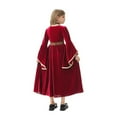 thumbnail image 4 of SERTG Girls Medieval Court Halloween Garb 2-Piece Long Sleeve Dress with Sash Pretend Play Regal Outfit for Kids 5-12 Years(Red,5 Years), 4 of 6